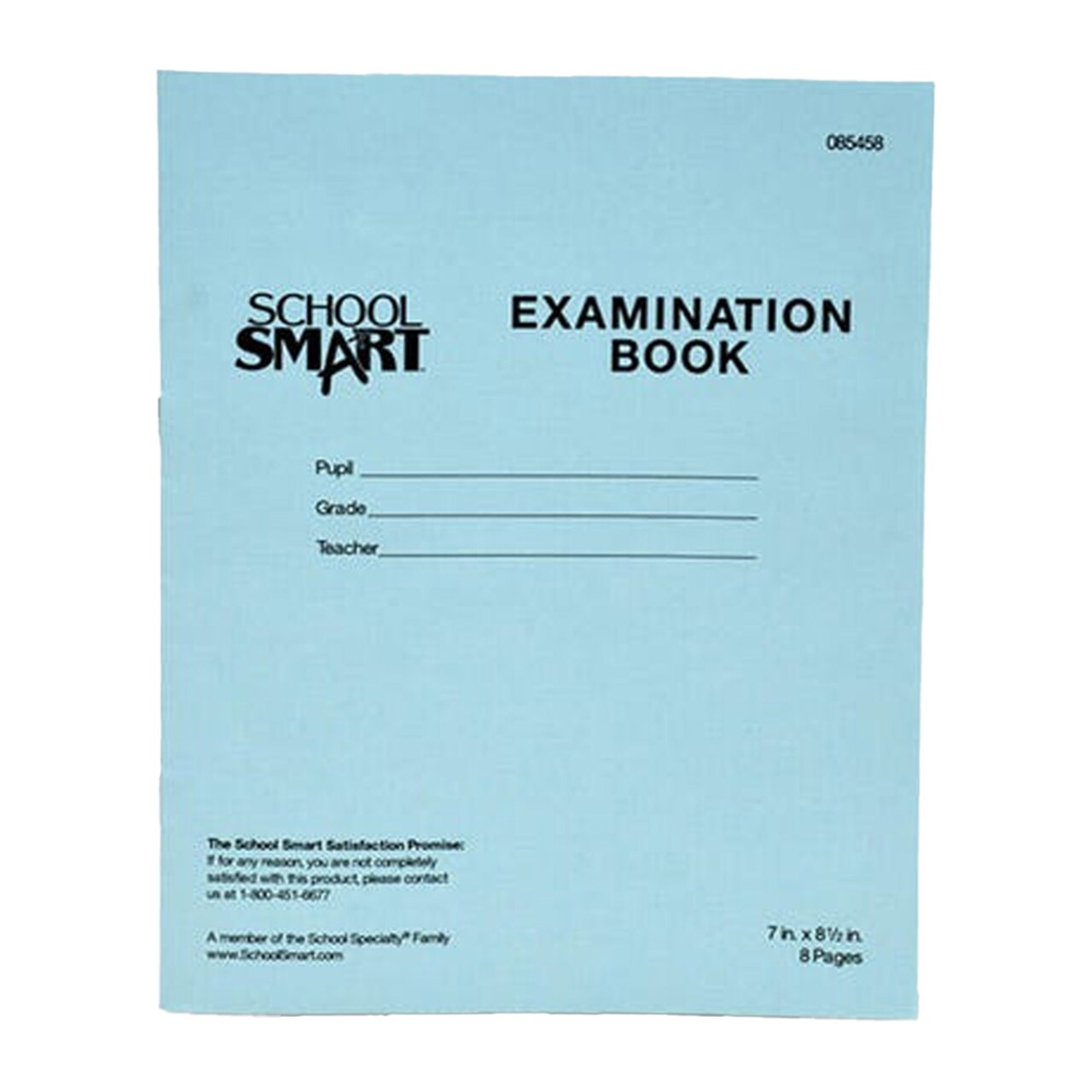School Smart Examination Blue Books, 7 x 8-1/2 Inches, 8 Pages, Pack of 100